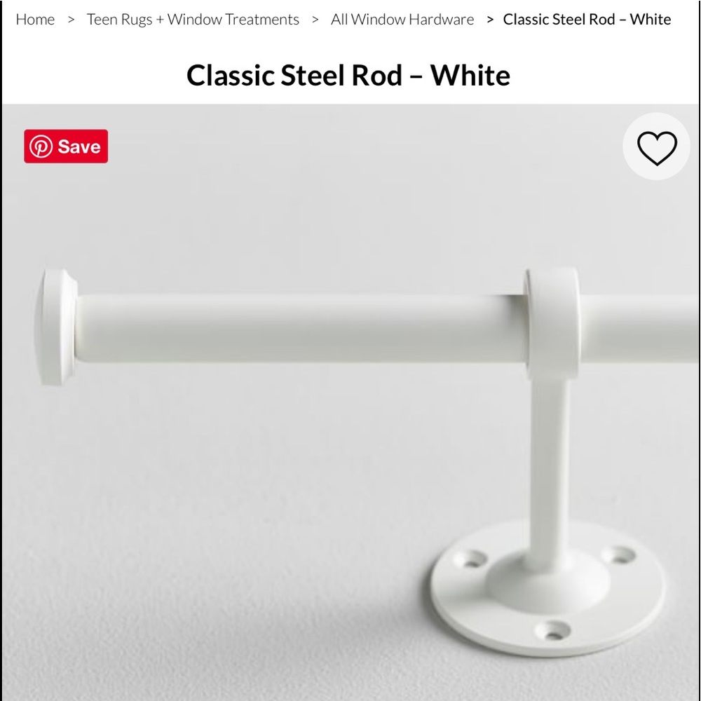 PBteen classic curtain rod. 48”-88”